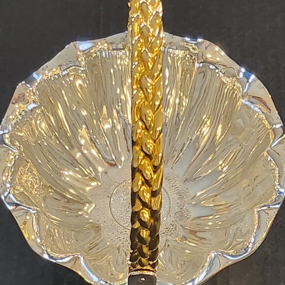 International Silver Company Silver Plated Table Serving Basket With Gold Accent - Picture 6 of 9
